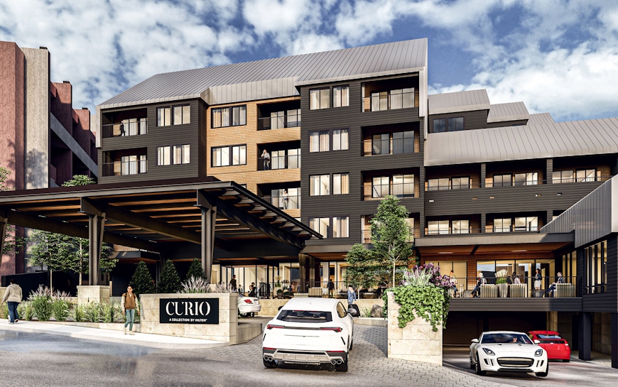 OZ conceptual rendering of the Breckenridge Curio – up-branding of 1980’s building