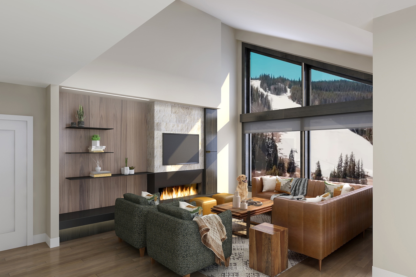 Kindred - Condo Vaulted Living Room | OZ Architecture